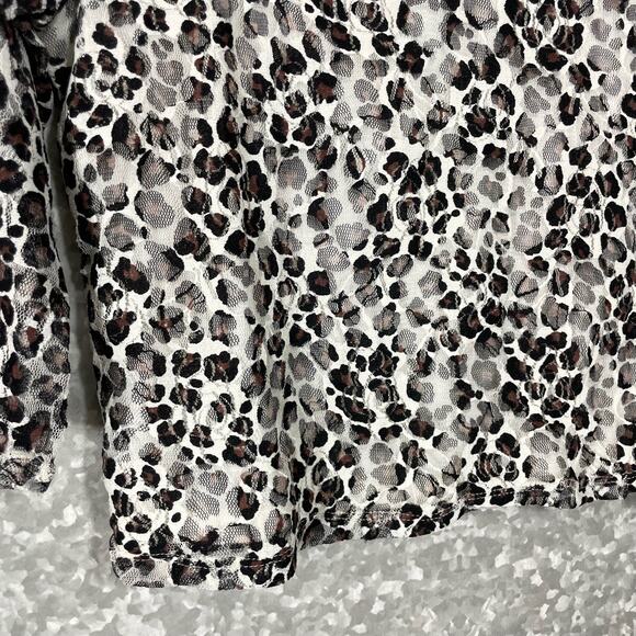 Bongo Junior's Leopard Print Sheer Overlay Crop Top - Size XL - Y2K Style Animal - Picture 3 of 6
